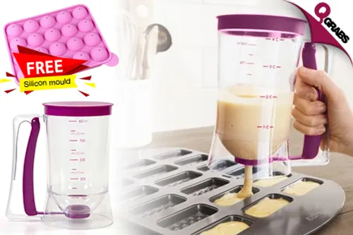 From QR39 Perfect The Art of Baking with a Batter Dispenser plus FREE 20-hole Cake Mould! (Up to QR178 Value)